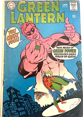 Buy Green Lantern # 61.  June  1968.   Gil Kane & Art-cover. Vg+ 4.5. • 14.99£