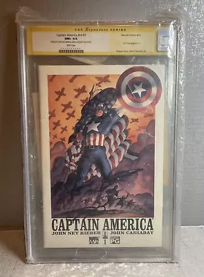 Buy Captain America #v4 #1 Marvel Comic 6-02 CGC NM+ 9.6 Signature Series COA #42/49 • 177.09£