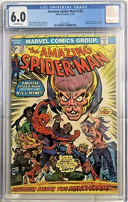 Buy Amazing Spider-Man #138 CGC 6.0 1974 - 1st Appearance Of Mindworm William Turner • 39.58£