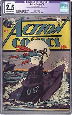 Buy Action Comics #54 CGC 2.5 RESTORED 1942 4247467002 • 1,220.79£
