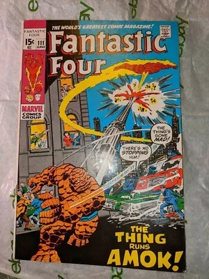 Buy Marvel FANTASTIC FOUR #111 Marvel Comics 1971 Incredible Hulk Agatha Harkness  • 17.46£