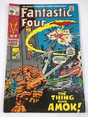 Buy Fantastic Four # 111 June 1971 Marvel Comics Thing Runs Amok Incredible Hulk VG- • 11.57£