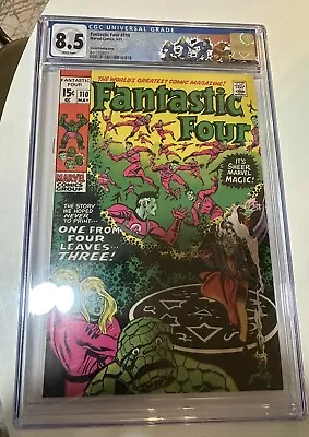 Buy FANTASTIC FOUR #110 CGC 8.5 GREEN PRINTING ERROR VARIANT White Pages!   Fresh! • 1,383.56£