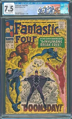 Buy Fantastic Four #59, Marvel (1967), CGC 7.5 (VF-) Custom Label! • 134.36£