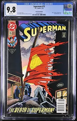 Buy Superman #75 NEWSSTAND 1st PRINT CGC 9.8 (DC 1993) Iconic DEATH OF Superman Bo • 261.15£