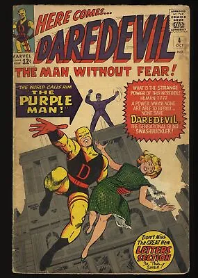 Buy Daredevil #4 GD/VG 3.0 1st Appearance Killgrave, The Purple Man! Marvel 1964 • 98.47£