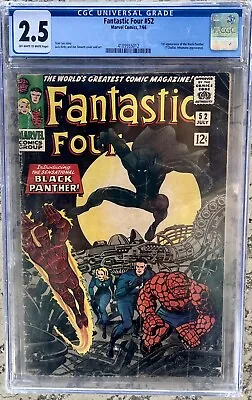 Buy Fantastic Four #52 (1966) Cgc 2.5 1st Print Cents 1st App Black Panther • 339.92£