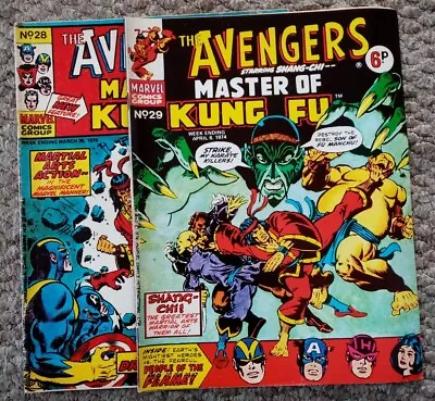 Buy Avengers #28 #29 Marvel Uk 1st Uk App Shangi Chi Master Of Kung Fu 1974 Vf • 22£