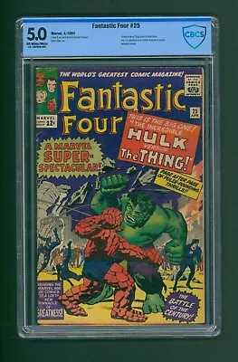 Buy Fantastic Four #25 - 2nd Appearance Of Captain America In SA, CBCS 5.0 (1964) • 319.43£
