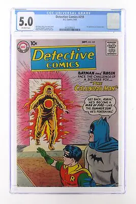 Buy Detective Comics #259 - D.C. Comics 1958 CGC 5.0 1st Appearance Of Calendar Man. • 398.96£