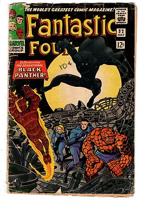 Buy Fantastic Four #52 (1966) - Grade 2.0 - 1st Appearance Black Panther Silver Age! • 281.10£