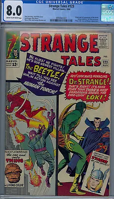 Buy Strange Tales #123 Cgc 8.0 1st Beetle 1st Thor X-over Loki Story • 250.42£