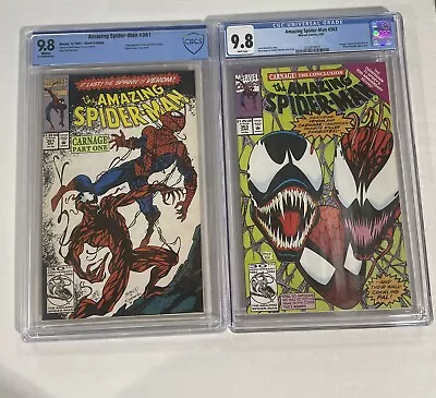 Buy Amazing Spider-Man 361 CBCS & 363 CGC 9.8 Carnage 1st Appearance App 1st Prints! • 531.56£
