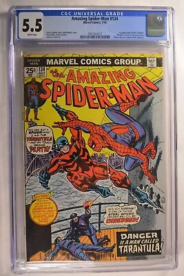 Buy Amazing Spider-Man #134 CGC 5.5  W 1stTarantula, 2nd Punisher, Osborn, W/Stamp • 138.36£
