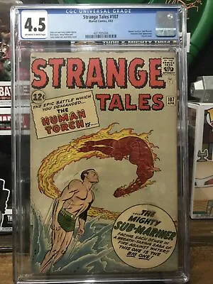Buy Strange Tales #107 CGC 4.5 Human Torch Vs Sub-Mariner Silver Age Marvel 1963 • 236.69£