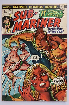 Buy Prince Namor, The Sub-Mariner #58 - UK Variant February 1973 GD/VG 3.0 • 5.25£