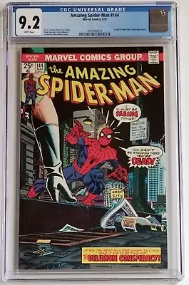 Buy Amazing Spider-Man 144 Delusion Conspiracy CGC 9.2 White Pages, Marvel Key 1975 • 177.87£