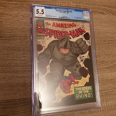 Buy Amazing Spider-Man #41  CGC 5.5  1966 🚨 Kraven 🚨 1st Appearance Of Rhino  • 549.95£