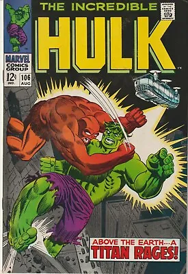 Buy ~incredible Hulk #106~ (1968) ~shield~ ~missing Link~ • 39.52£