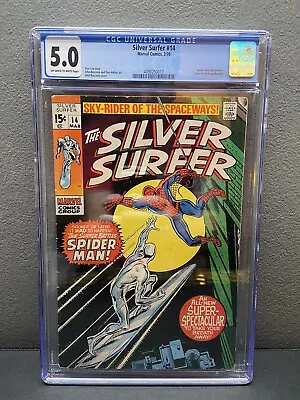 Buy Silver Surfer #14 CGC 5.0 SPIDER-MAN 1st Meeting And Battle 1970 VGF • 98.83£
