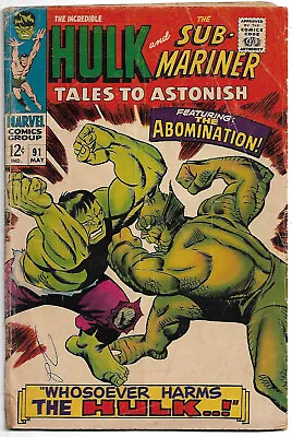 Buy MARVEL Silver Age: Tales To Astonish #91 (Gil Kane) Hulk (1st Abomination Cover • 19.97£