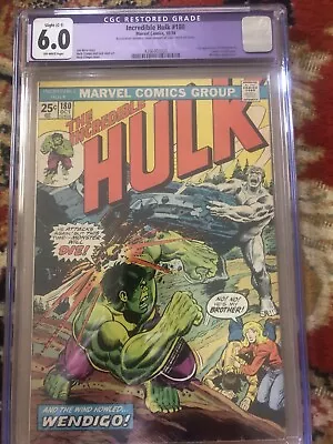 Buy CGC 6.0 Restored Incredible Hulk #180 1st App. Wolverine OW Pages 1974 Marvel • 395.30£