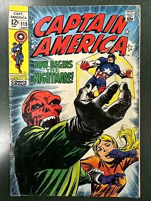 Buy Captain America #115 (Marvel, 1969) Last 12 Cent Issue Cosmic Cube Severin GD • 23.62£