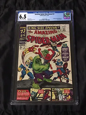 Buy Marvel 1966 Amazing Spider-Man Annual #3 CGC 6.5 FN+ Avengers & Spidey Vs Hulk! • 178.42£
