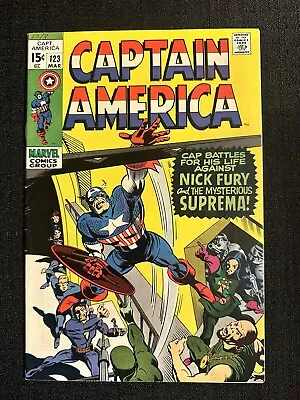 Buy Marvel Comics Captain America #123 1st App. Of Suprema! Cap Vs Nick Fury 1970 • 30.04£