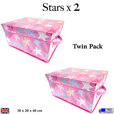 Buy 2 X Multicoloured Stars Kids Collapsible Storage Boxes Chest Toy Boxes Twin Pk • 17.95£