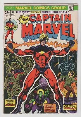 Buy Captain Marvel #32 (fn  6.0 ) 32nd Issue Thanos Cover/avengers Starlin 1974 • 10.59£