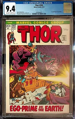 Buy Thor #202 (1972) - CGC 9.4 - 1st Appearance Of Ego-Prime! • 99.29£