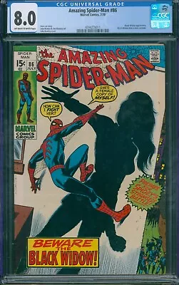 Buy Amazing Spider-Man #86 1970 CGC 8.0 OW-W Pages! • 187.81£
