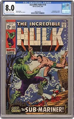 Buy Incredible Hulk #118 CGC 8.0 1969 3802326014 • 181.84£