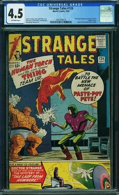 Buy Strange Tales 124 Cgc 4.5 Ow Pages Human Torch And Thing Team Up 1964 B6 • 87.94£