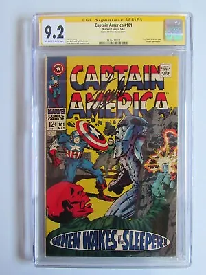 Buy Captain America 101 CGC 9.2 SS Signed By Stan Lee Red Skull Sleeper 1968 • 719.75£