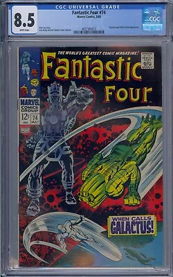 Buy Fantastic Four #74 Cgc 8.5 Galactus Silver Surfer Jack Kirby White Pages • 316.24£