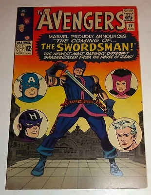 Buy Avengers #19 First App Swordsman Orgin Hawkeye Vf 8.0-9.0 Don Heck 1965 • 226.66£