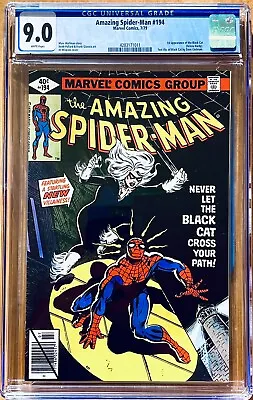 Buy AMAZING SPIDER-MAN #194 (1979) CGC 9.0 WHITE 1st App BLACK CAT Felicia Hardy KEY • 316.24£