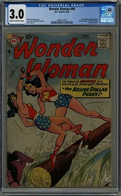 Buy Wonder Woman #98 Cgc 3.0 New Origin Cream To Off-white Pages 1958 • 493.70£