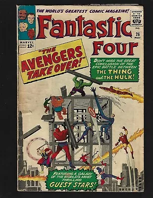 Buy Fantastic Four #26 VG Kirby 3rd SA Captain America Avengers X-Over Hulk V Thing • 71.16£