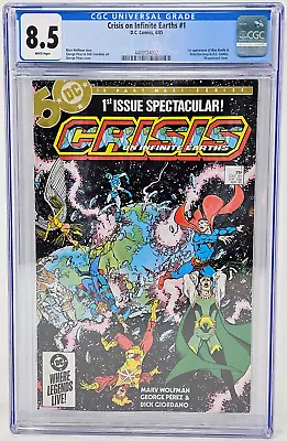 Buy DC Comics 1st Issue Spectacular Crisis On Infinite Earths CGC Graded 8.5 VF+ WP • 33.73£