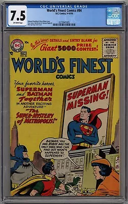 Buy World's Finest Comics #84 Cgc 7.5 Off-white Pages Dc Comics 1956 • 295.82£