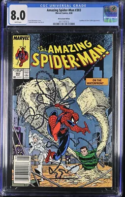 Buy Amazing Spider-Man 303 CGC 8.0  Newsstand Edition  Very Fine White Pages • 27.66£