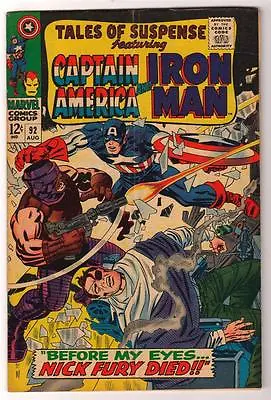Buy Marvel Comics  TALES OF SUSPENSE  #92 6.0 FN+   Captain America • 21.99£