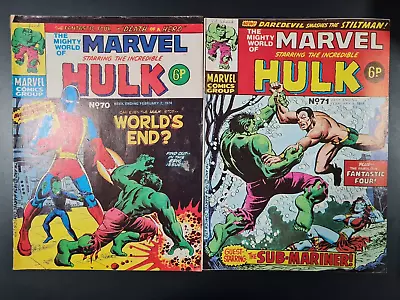 Buy The Mighty World Of Marvel Starring Hulk / Avengers #70 & #71 Marvel Uk 1974 • 0.99£