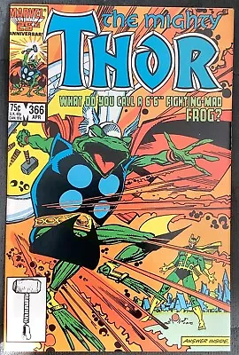 Buy Thor #366 Direct Edition (1986, Marvel) 1st Cover Appearance Throg. NM • 27.67£