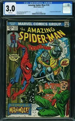 Buy Amazing Spider-Man 124 (1973) CGC 3.0 Marvel, 1st Appearance Of Man-Wolf • 117.95£