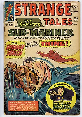 Buy Strange Tales #125 Marvel 1964 Classic Battle Thing/Human Torch VS. Sub-Mariner • 23.79£