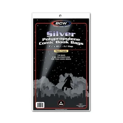 Buy 100 BCW THICK Silver Age Comic Book Archival Poly Bags + Acid Free Backer Boards • 29.77£
